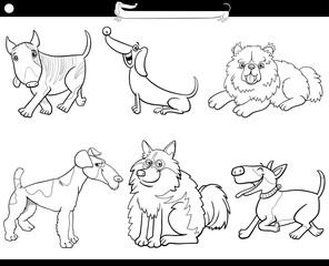 cartoon purebred dogs comic characters set coloring page