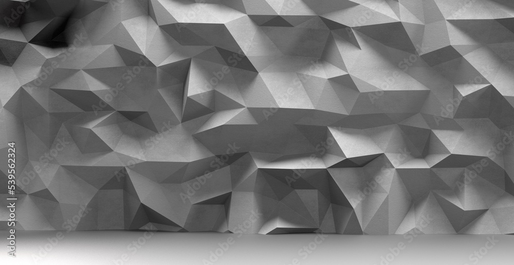 Poster close up detail of abstract modern metallic triangular wall pattern. silver triangle geometric art w
