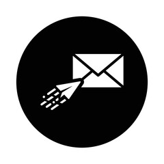 Send, email, mail icon. Black vector sketch.