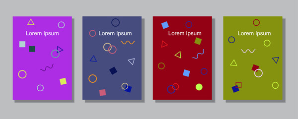 Fototapeta premium Covers templates set with graphic geometric elements. Trendy memphis style. Applicable for brochures, posters, covers and banners. Eps 10 vector illustration.