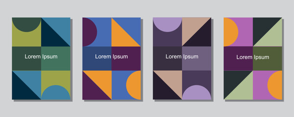 Covers templates set with graphic geometric elements. Applicable for brochures, posters, covers and banners. Eps 10 vector illustration.