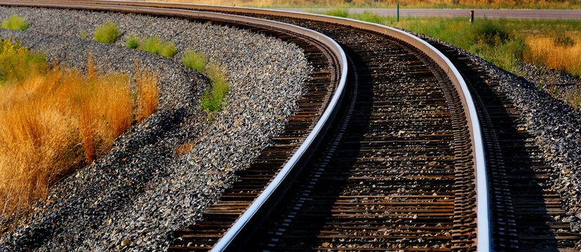 Railroad Track with Turn for Transporting Items Business