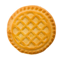 Round cookie isolated on white background.