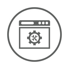 Settings, webpage, website icon. Gray vector sketch.