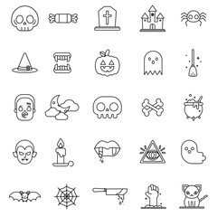 Halloween icons. outline thin line icons. Collection of perfectly thick icons for web design, app, poster, flyer and modern projects. Big icons. halloween