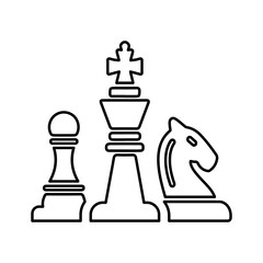 Strategy, chess, game outline icon. Line art sketch.