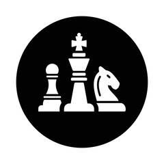 Strategy, chess, game icon. Black vector sketch.