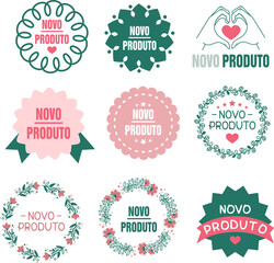 Set Selo, Selos, Produto novo, selo produto novo, selos para produtos, selo novo produto, selo redes sociais	
