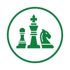 Strategy, chess, game icon. Green vector sketch.