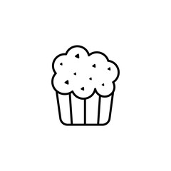 Outline, simple vector cupcake icon isolated on white background. eps 10