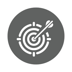 Target, arrow, bulls eye icon. Gray vector sketch.