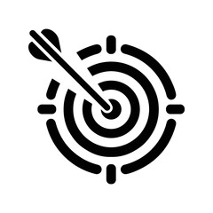 Target, arrow, bulls eye icon. Black vector sketch.