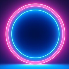 3d render, neon light, round frame, blank space for text, ultraviolet spectrum, ring symbol, halo, isolated on blank background