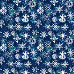 Snowflakes frame. Blue snowflakes. Watercolor artwork. Hand drawn illustration.