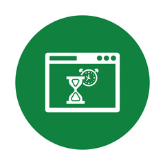 Time, webpage, loading icon. Green vector design.