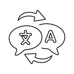 Translation, convert, decode outline icon. Line art sketch.