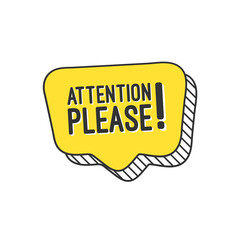 attention please retro speech bubble