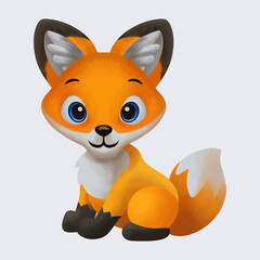 Obraz premium Cartoon cute fox watercolor style with blank space isolated on white background