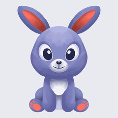 Cartoon cute rabbit watercolor style with blank space isolated on white background