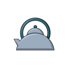 Stainless steel tea kettle drawn in a simple and modern style.