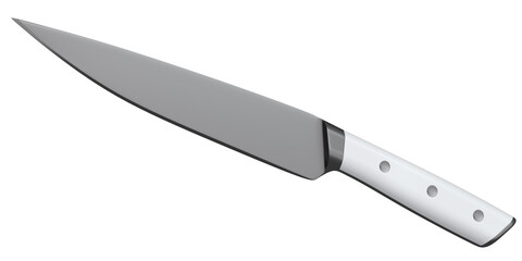 Chef's kitchen knife with a wooden handle isolated on white background.