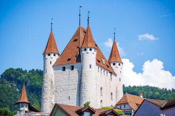 Fototapeta premium medieval castle on the hilltop, Thun Switzerland
