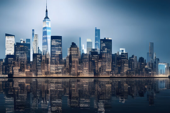 city panorama of New York, illustration