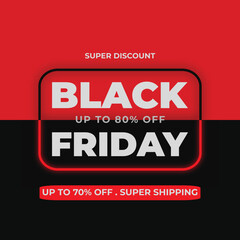 Black Friday social media post template design with text effect