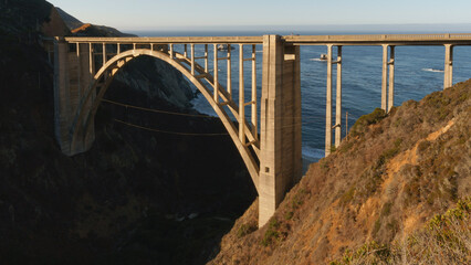 Bixby Bridge on Highway 1 at the US West Coast traveling south to Los Angeles, Big Sur Area, California