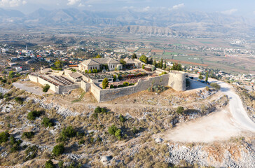 Fototapeta na wymiar The fortress of Lekuresy. Saranda. Albania. View from above. Shooting from a drone
