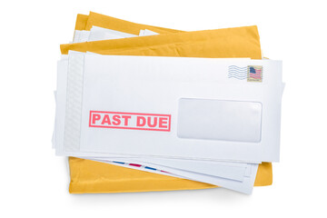 Bills envelopes stack mails past due isolated correspondence