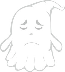 Vector illustration of a cartoon ghost with a sad expression