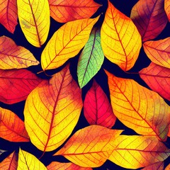 Tileable autumn leaves seamless pattern