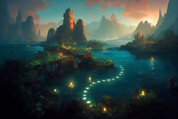 Magical Hidden Island Fantasy Concept Art