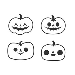 Jack o lantern icons. Halloween carved pumpkins simple illustrations.