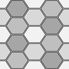 Hexagons. Honeycomb. Mosaic. Flooring background. Ancient ethnic motif. Geometric wallpaper. Parquet backdrop. Digital paper, web design, textile print. Seamless ornament pattern. Abstract art image.