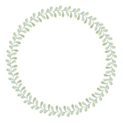 Hand drawn wreath of leaves. Watercolor illustration