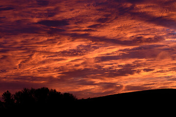 scenic view of dramatic sky during sunset