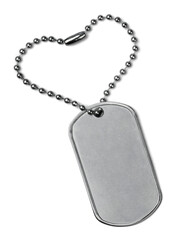 Military chain identification tag silver isolated identification metal