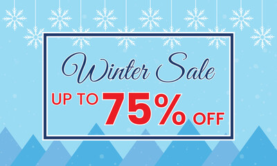 winter sale 75 percent off banner, Winter sale banner template, winter 75 % sale banner