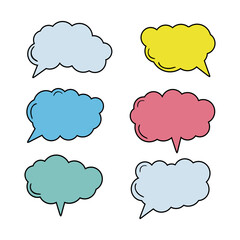 Set of doodle speech bubble. hand drawn Bubbles collection on white background. Empty blank comment. Talk chat speak message. Vector illustration