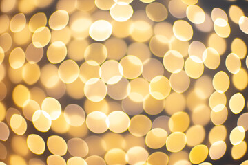 Abstract blurred background, defocused golden yellow blurred lights Bokeh on black background....
