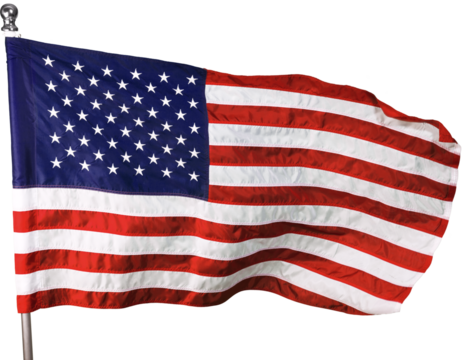 American Flag, Isolated on Transparent Background