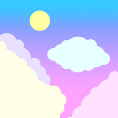 cartoon clouds sun. Summer bright banner template. Vector illustration. stock image. 