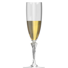 3d rendering illustration of champagne in a flute glass