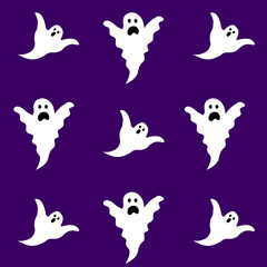 white ghosts pattern on purple background