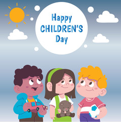 Obraz na płótnie Canvas flat childrens day background vector design illustration