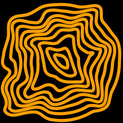 black background of orange waves, hypnosis	