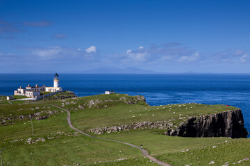 Fototapeta na wymiar Neist Point Lighthouse on the Isle of Skye in Scotland