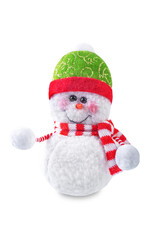 Toy snowman on a white isolated background